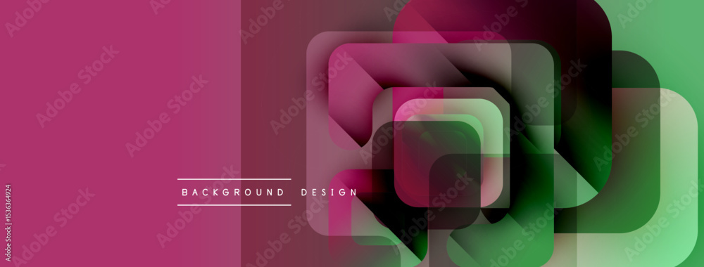Aufkleber Abstract geometric shapes overlap. Vibrant colors blend, creating modern design. Gradient transitions offer visual depth. Minimalist aesthetic.