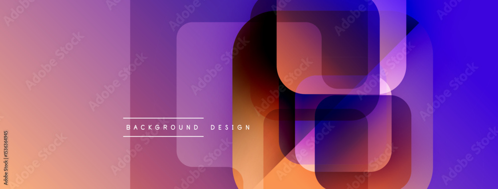 Aufkleber Abstract geometric shapes overlap, creating vibrant gradient background. Modern design utilizes warm, cool color transitions.