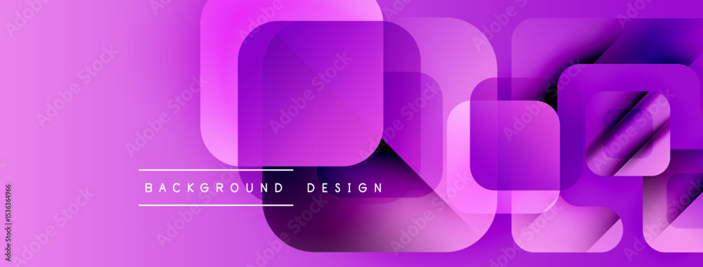 Aufkleber Abstract purple design features overlapping rounded squares. Gradient background adds depth, modern aesthetic. Minimal text present.