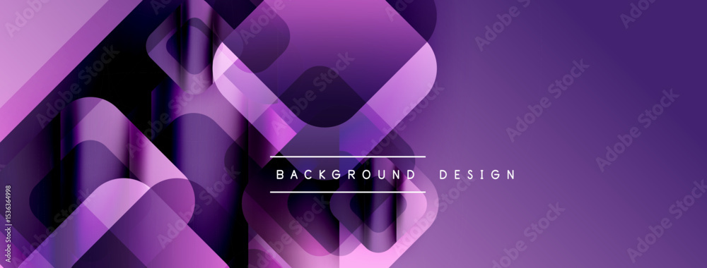 Poster Abstract purple layers create dynamic background. Modern design features geometric shapes, gradients, smooth transitions. Minimalist aesthetic.