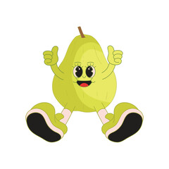 Pear fruit mascot logo retro character illustration