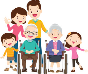 A Heartwarming Family: An illustration portraying a multi-generational family, showcasing togetherness, love, and the beauty of familial bonds across different ages and stages of life.