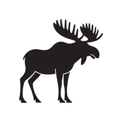 Fototapeta premium Majestic Moose Animal Black Silhouette Vector Icon Design Element