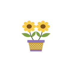 Flowers minimalist vector of flower's bouquet and tob with yellow, green, pink, blue and red flowers