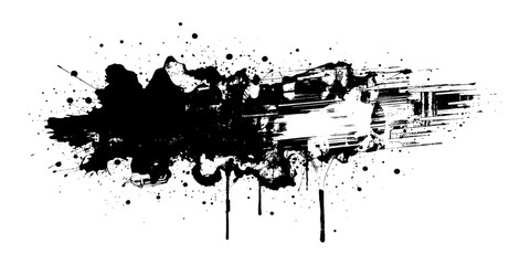 Vector abstract black brush shape white background