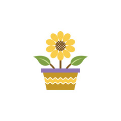 Flowers minimalist vector of flower's bouquet and tob with yellow, green, pink, blue and red flowers