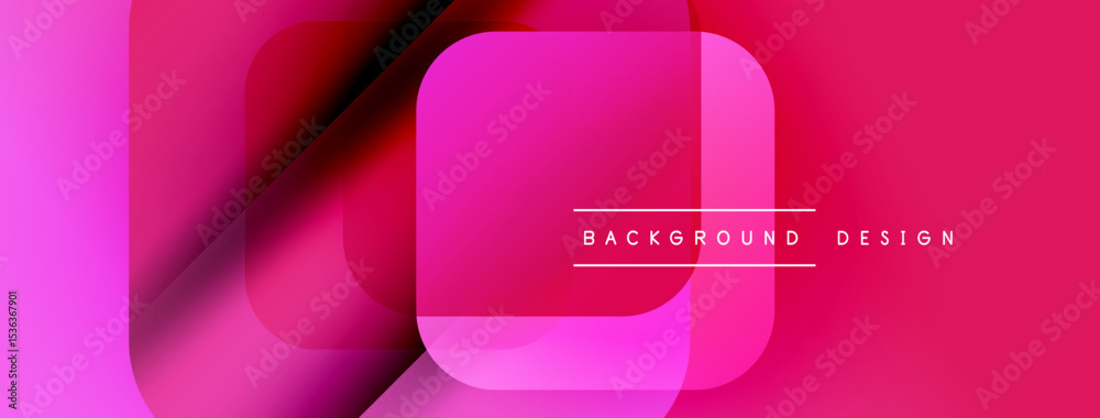 Poster Abstract pink gradient layers create dynamic composition. Modern design elements suggest fluidity, innovation, visual appeal.