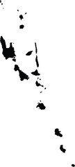 detailed black silhouette map of vanuatu with island outlines and regional borders on white background

