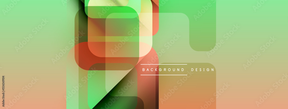 Aufkleber Abstract geometric shapes overlap, creating vibrant gradient background. Modern design elements suggest innovation, technology.