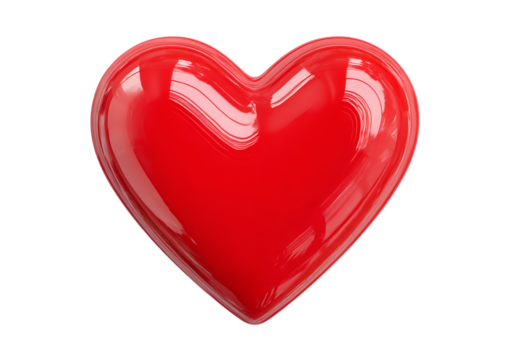 Shiny red heart shape love romance valentine day,On Transparent Background, Isolated on white