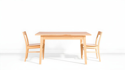 Wooden table and chairs creating a minimalist dining space