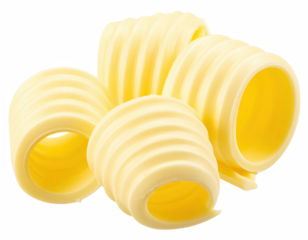 Collection of yellow plastic tubes displayed together highlighting their versatile uses in various creative and practical applications in daily life isolate on transparent background