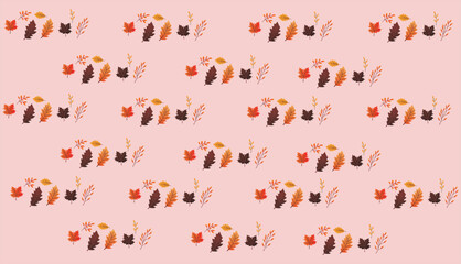 Seamless pattern with acorns and autumn oak leaves in Orange, Beige, Brown and Yellow. Perfect for wallpaper, gift paper, pattern fills, web page background, autumn greeting cards.