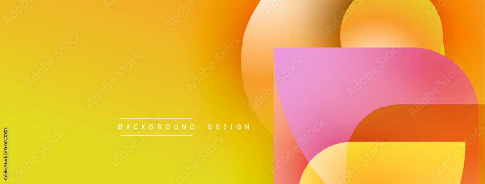 Poster abstract gradient background. yellow, orange, pink overlapping shapes create modern design. minimali