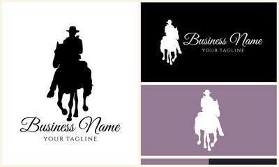 Cowboy Silhouette Horse Logo.
