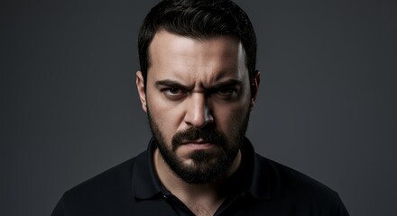Fototapeta premium Intense Portrait of a Man with a Serious Expression