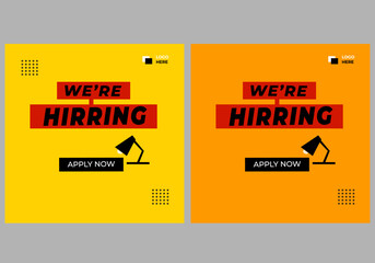 We are hiring recruitment open job vacancy design vector social media post banner template or web banner layout.