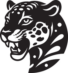 Black and White Jaguar Vector Illustration – Minimalist Wild Cat Silhouette Art	