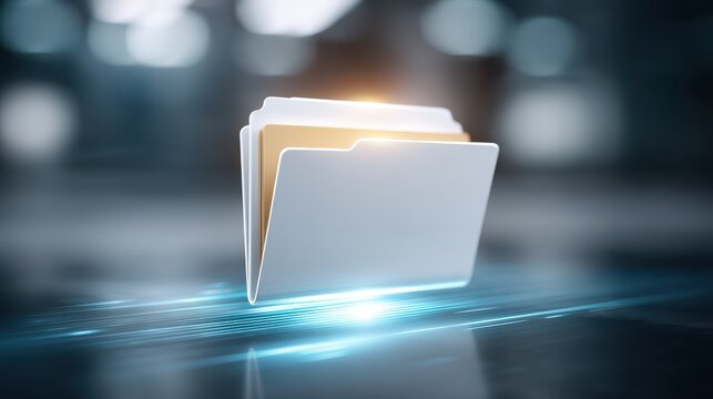 Digital file folders floating in the air, representing online document storage