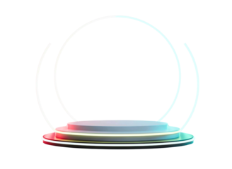 Neon circle product display stand isolated on transparent background