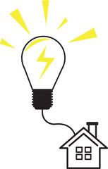Light Bulb and Home in line art style design