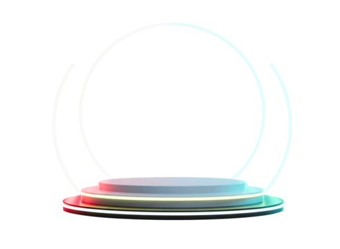 Neon circle product display stand isolated on transparent background - Powered by Adobe