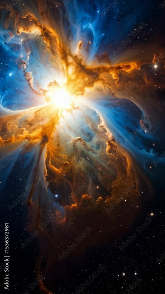 Wall mural a cosmic cloud with light and nebula dust in deep space, creating an ethereal and abstract backgroun