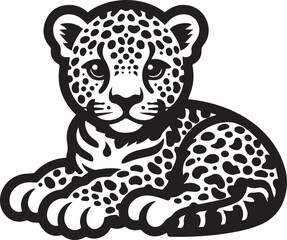 Black and White Jaguar Vector Illustration – Minimalist Wild Cat Silhouette Art	