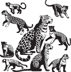 Black and White Jaguar Vector Illustration – Minimalist Wild Cat Silhouette Art	