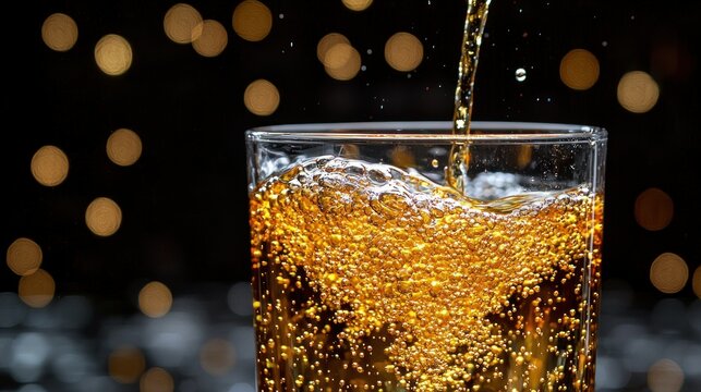 Amber liquid poured into a glass