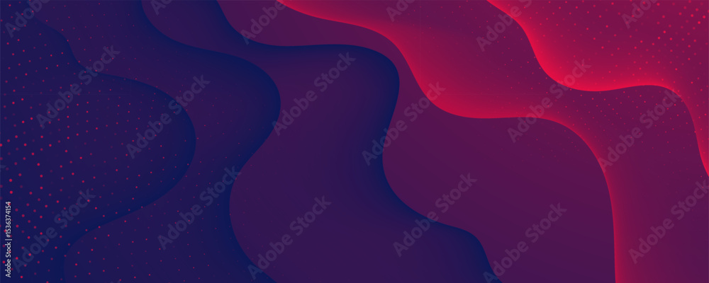 Wall mural fluid gradient abstract background with red and purple waves and dotted pattern