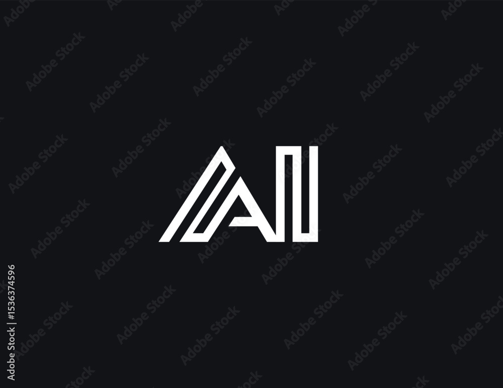 Aufkleber AI Logo Symbol Modern Tech Monogram Design For Neural Network, CPU System, Robotic Automation, Startup Branding, And Digital Innovation Projects. Futuristic Geometric Style. Vector Illustration