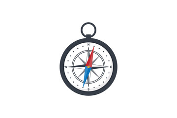 A Vector Illustration Of A Compass Rose On White Background Pointing North In A Modern Style
