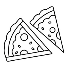 Minimal Pizza Slice Vector Line Art in Black and White