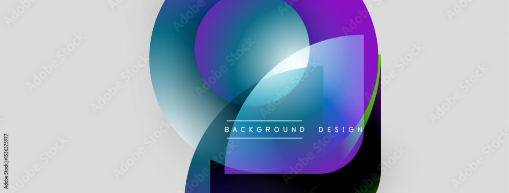 Poster Abstract colorful shapes overlap. Gradient hues create modern design element. Text reads background design. Minimalist aesthetic.
