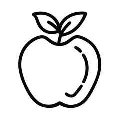 Minimalist Apple Drawing in Vector Line Art Black and White