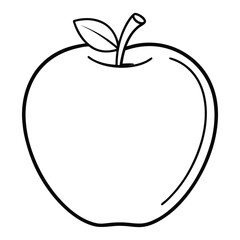 Apple Vector Line Art in Black and White Minimal Style