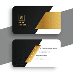 Elegant Real Estate Business Card Template | Luxury Black and Gold Corporate Design
