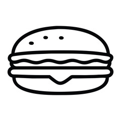 Minimal Burger Illustration in Line Art Black and White