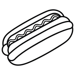 Minimal Hot Dog Vector Line Art in Black and White