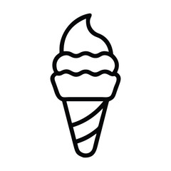 Minimal Ice Cream Cone Vector in Black and White Style