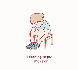 Curious Child Exploring Nature with Magnifying Glass. Hand drawn style vector design illustrations.