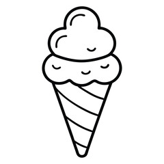 Minimal Ice Cream Cone Doodle Vector Illustration