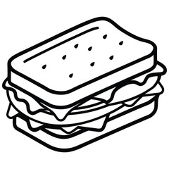 Minimalist Sandwich Drawing in Vector Line Art