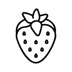 Black and White Strawberry Vector Line Art Drawing