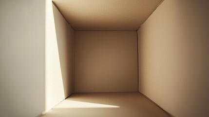 Obraz premium The inside of a long empty cardboard box