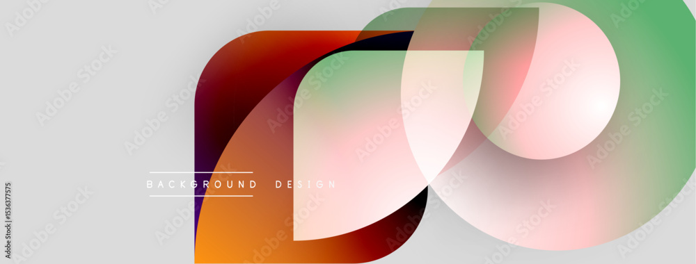 Poster abstract colorful shapes overlap. modern design features gradients, curves, smooth transitions. back
