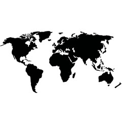 Naklejka premium Silhouette of world map with directional arrows, navigation concept