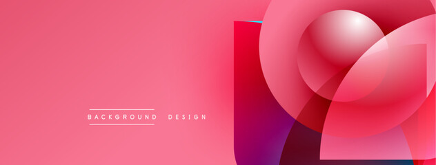 Abstract pink design features overlapping rounded shapes. Gradient colors create depth, modern aesthetic. Text reads background design.