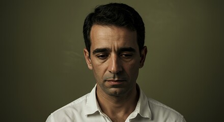 Fototapeta premium Melancholy Portrait: A Man's Introspective Gaze